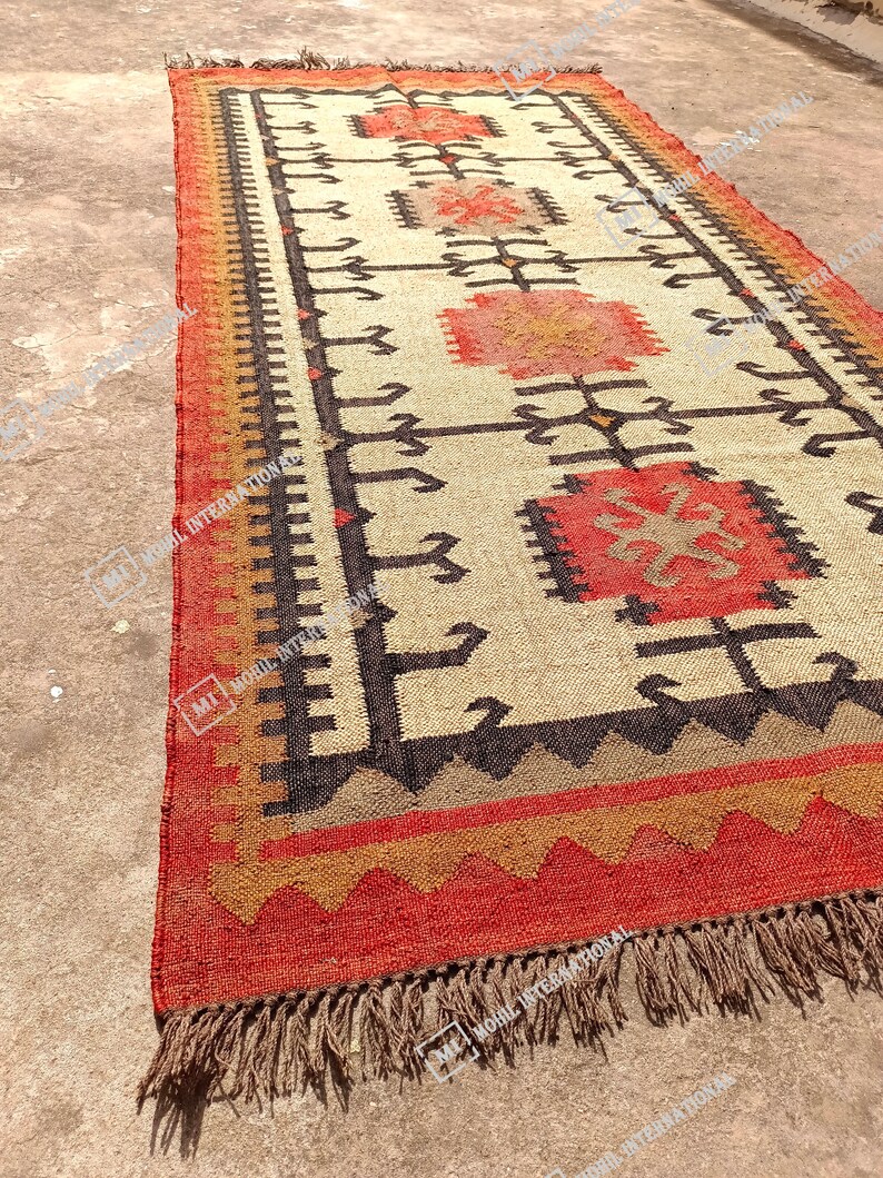 Handmade Kilim Jute Rug, 10x10 ft Custom Multicolor Jute Rug, Turkish Wool Rug, Indoor Wool Jute Rug, Indian Dhurrie Rug, Office Decor Rug