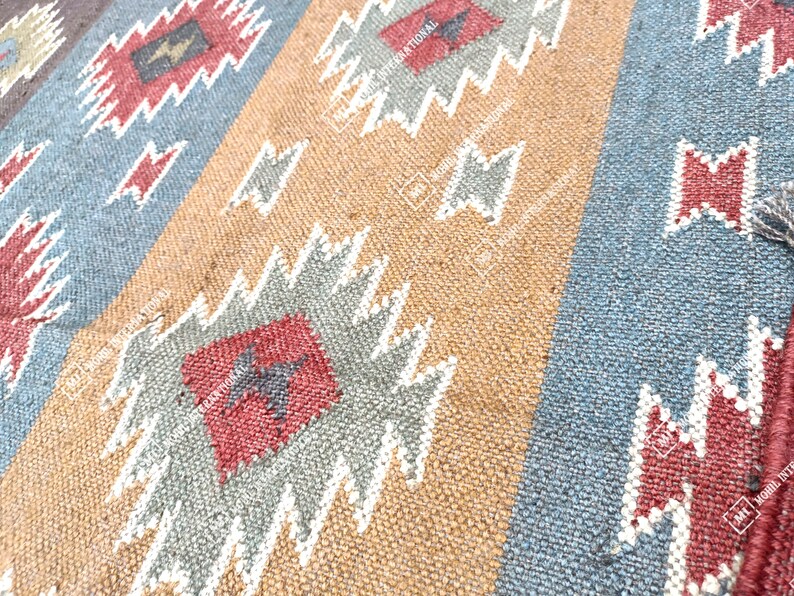 9x12 Ft Custom Wool Jute Kilim Rug, Handwoven Wool Jute Rug Runner, Multicolor Kilim Dhurrie Rug, Indian Hallway Jute Rug, Outdoor Jute Rug