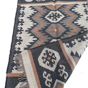 Handmade Wool Jute Rug, Indian Kilim Dhurrie Rug, Handwoven Jute Kilim Rug, Rectangle Shape Jute Rug, Flatweave Rug, Bohemian Style Rug