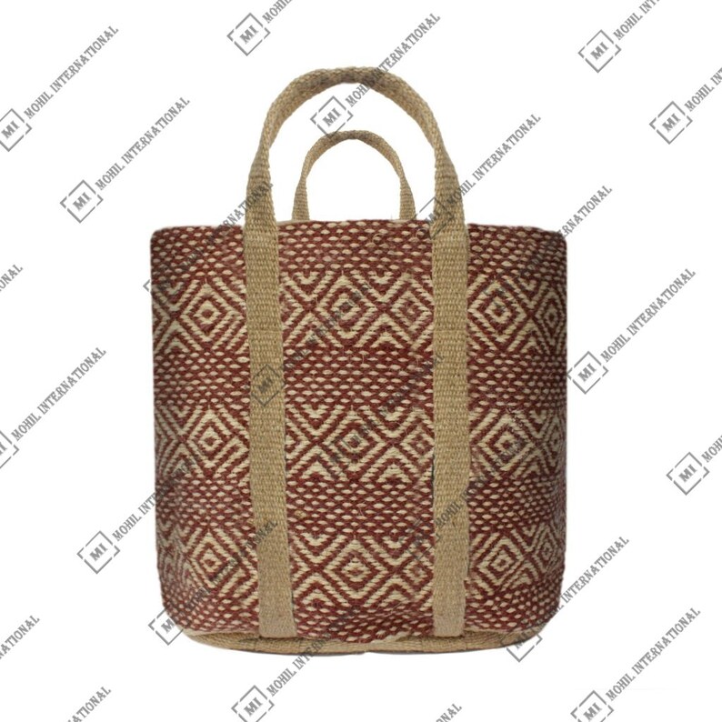 Handwoven Black White Mustard Jute Tote Bag, Tribal Wool Pattern Shopper Tote Bag, Market Carry Bag, Modern Jute Large Handle Tote Bag