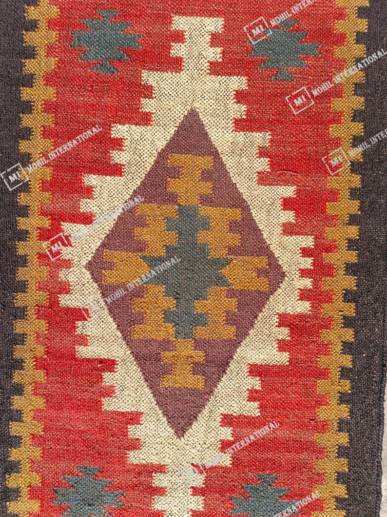 Handmade Kilim Runner Rug, Handwoven Wool Jute Rug, Bohemian Jute Rug, 10x12 Custom Jute Rug, Indian Jute Rug, Indoor Jute Rug, Turkish Rug