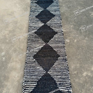 Handwoven Boho Decor Hemp Jute Rug, Gray and Black Stripes, Hemp Jute Rug For Entryway and Kitchen Decor Jute Runner Rug, Outdoor Rug
