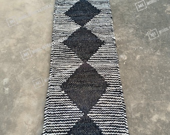 Handwoven Boho Decor Hemp Jute Rug, Gray and Black Stripes, Hemp Rug For Home and Living Interior, Kitchen Decor Hemp Rug/Runner/Carpet