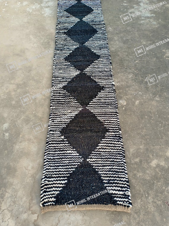 Handwoven Boho Decor Hemp Jute Rug, Gray and Black Stripes, Hemp Jute Rug For Entryway and Kitchen Decor Jute Runner Rug, Outdoor Rug
