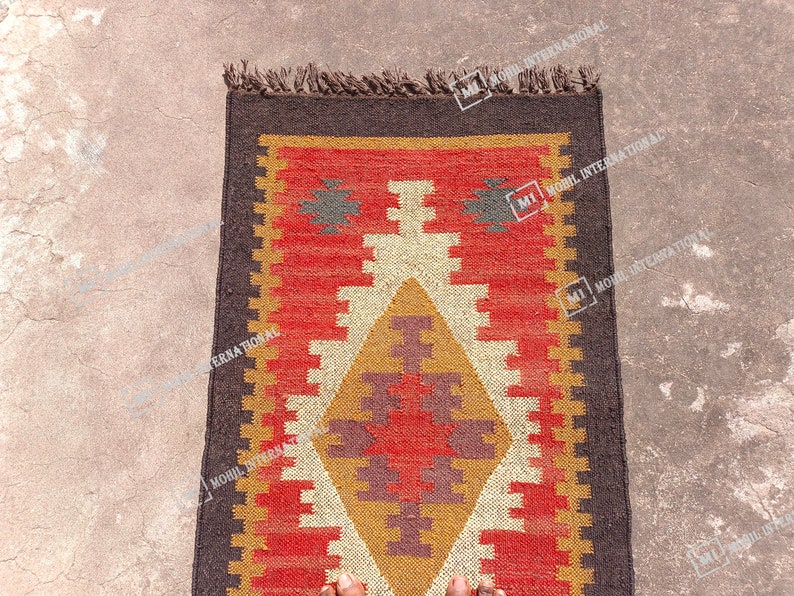 Handmade Kilim Runner Rug, Handwoven Wool Jute Rug, Bohemian Jute Rug, 10x12 Custom Jute Rug, Indian Jute Rug, Indoor Jute Rug, Turkish Rug