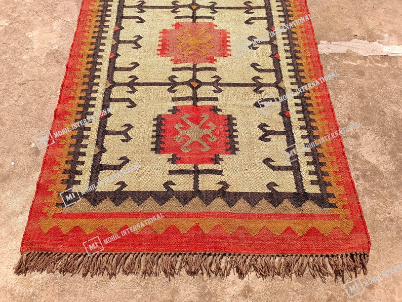 Handmade Kilim Jute Rug, 10x10 ft Custom Multicolor Jute Rug, Turkish Wool Rug, Indoor Wool Jute Rug, Indian Dhurrie Rug, Office Decor Rug