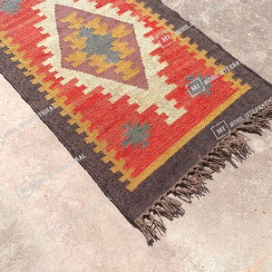Handmade Kilim Runner Rug, Handwoven Wool Jute Rug, Bohemian Jute Rug, 10x12 Custom Jute Rug, Indian Jute Rug, Indoor Jute Rug, Turkish Rug