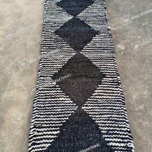 Handwoven Boho Decor Hemp Jute Rug, Gray and Black Stripes, Hemp Jute Rug For Entryway and Kitchen Decor Jute Runner Rug, Outdoor Rug