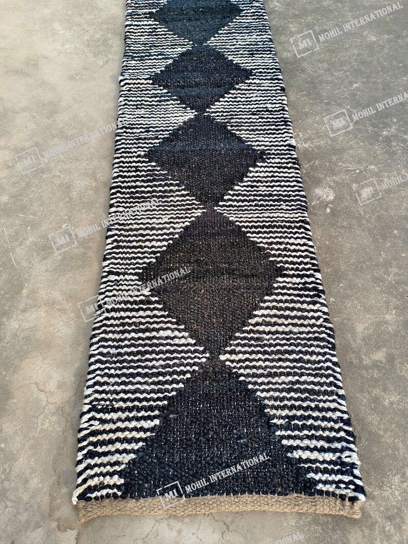 Handwoven Boho Decor Hemp Jute Rug, Gray and Black Stripes, Hemp Jute Rug For Entryway and Kitchen Decor Jute Runner Rug, Outdoor Rug