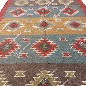 9x12 Ft Custom Wool Jute Kilim Rug, Handwoven Wool Jute Rug Runner, Multicolor Kilim Dhurrie Rug, Indian Hallway Jute Rug, Outdoor Jute Rug