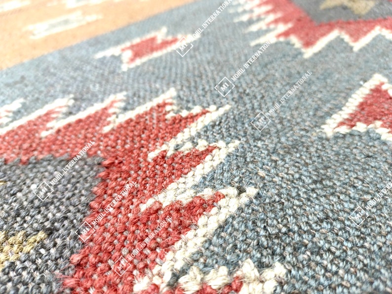 9x12 Ft Custom Wool Jute Kilim Rug, Handwoven Wool Jute Rug Runner, Multicolor Kilim Dhurrie Rug, Indian Hallway Jute Rug, Outdoor Jute Rug