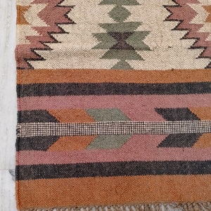Custom Size Jute Rug, Indian Kilim Runner Rug, Reversible Runner Kilim, Hallway Runner, Washable Oushak Rug, Farmhouse Runner rug