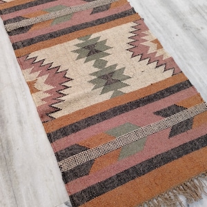 Custom Size Jute Rug, Indian Kilim Runner Rug, Floral Area Rug Set 8x10, Hallway Runner, Washable Oushak Rug, Farmhouse Runner rug