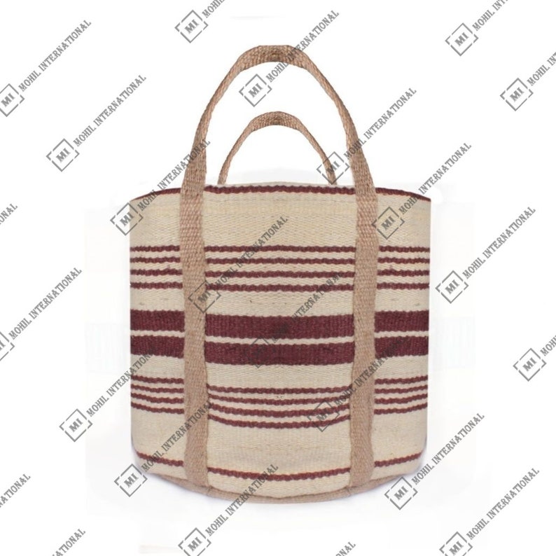 Handwoven Black White Mustard Jute Tote Bag, Tribal Wool Pattern Shopper Tote Bag, Market Carry Bag, Modern Jute Large Handle Tote Bag
