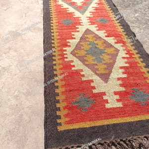 Handmade Kilim Runner Rug, Handwoven Wool Jute Rug, Bohemian Jute Rug, 10x12 Custom Jute Rug, Indian Jute Rug, Indoor Jute Rug, Turkish Rug
