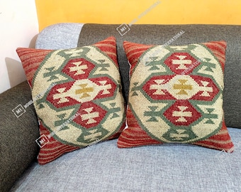 Jute Kilim Pillow Home Decor Handwoven Turkish Pillow Moroccan Pillow Decorative Throw Pillow Kilim Cushion Cover Jute Pillow