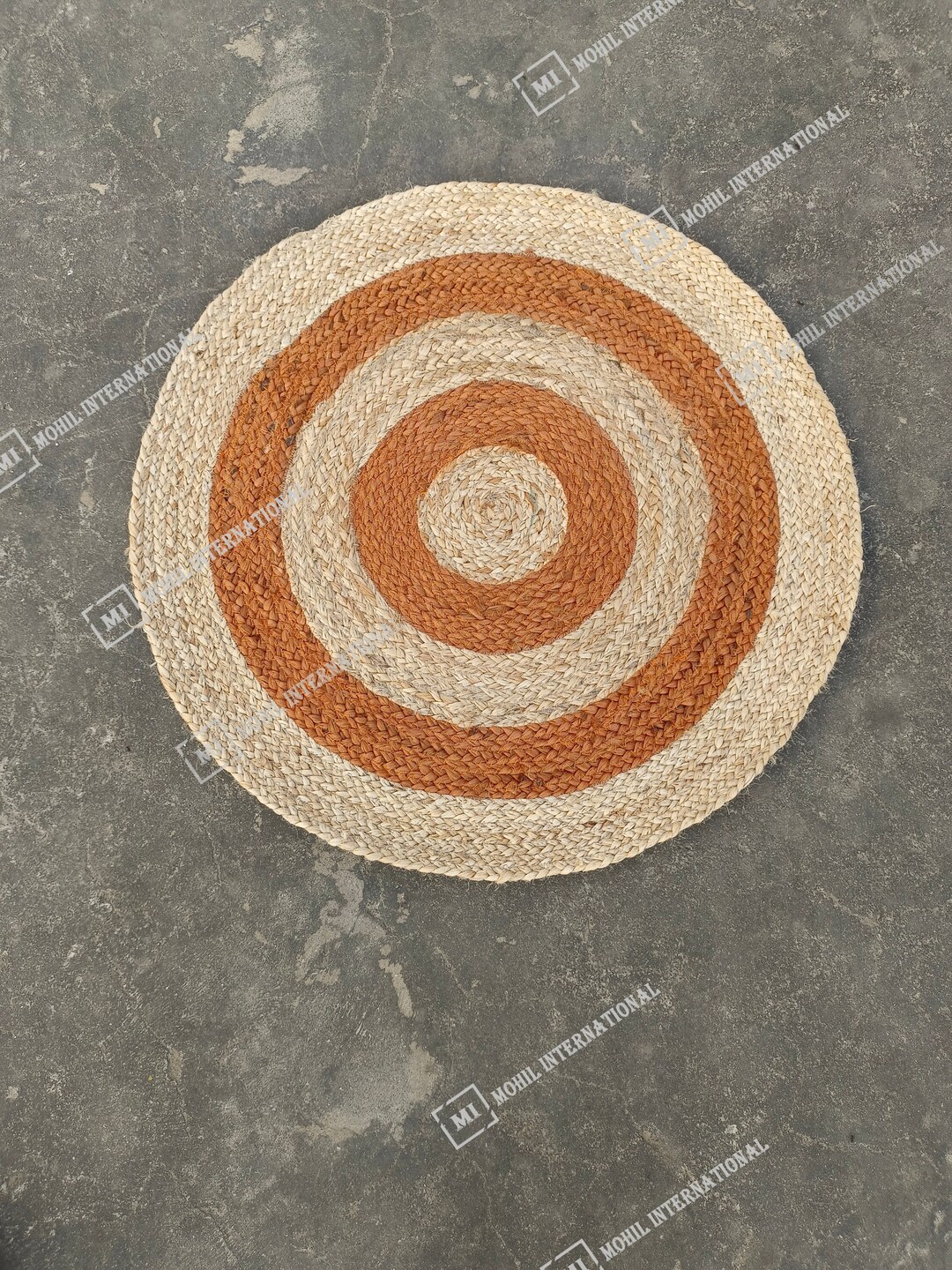 Round Braided Jute Rug, With Rust Orange Beige Circle Floor Mat ...