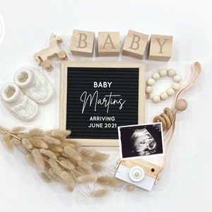 Editable Edit Yourself Neutral Letterboard Pregnancy Announcement Social Media Post Baby Announcement, DIY Digital File Instant Download image 1
