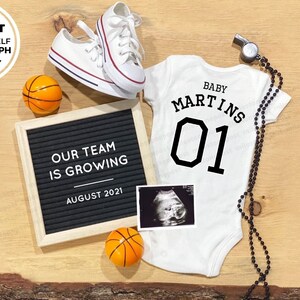 Editable - Edítelo usted mismo - Anuncio de embarazo de baloncesto - Anuncio de bebé en redes sociales, archivo digital DIY Descarga instantánea de deportes