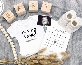 Editable - Edit Yourself - Neutral Pregnancy Calendar Announcement - Social Media Post Baby Announcement, DIY Digital File Instant Download