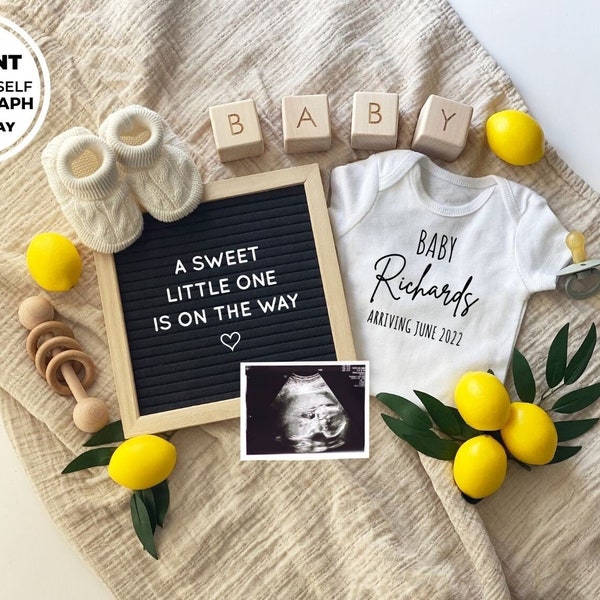 Editable - Edit Yourself Lemon Letterboard Pregnancy Announcement - Social Media Post Baby Announcement, DIY Digital File Instant Download