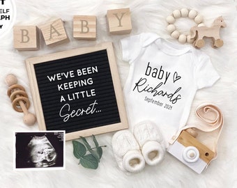 Editable - Edit Yourself - Neutral Pregnancy Announcement - Social Media Post Baby Announcement, DIY Digital File Instant Download
