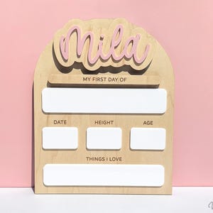 Personalized Back to School Sign – Reusable Wooden & Acrylic First Day Board – Photo Prop for Kids, Interchangeable
