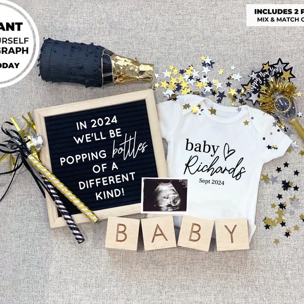 Editable - Edit Yourself - New Years Pregnancy Announcement - Social Media Post Baby Announcement, DIY Digital File Instant Download