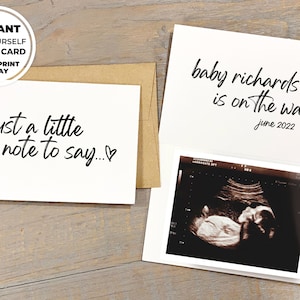 Bearbeitbar - Bearbeiten Sie sich - Nur eine kleine Notiz, um Baby unterwegs zu sagen - Sagen Sie, dass Sie schwanger sind! Schwangerschaft Ankündigung Karte Digital Download FC