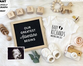 Editable - Edit Yourself Neutral Letterboard Pregnancy Announcement - Social Media Post Baby Announcement, DIY Digital File Instant Download