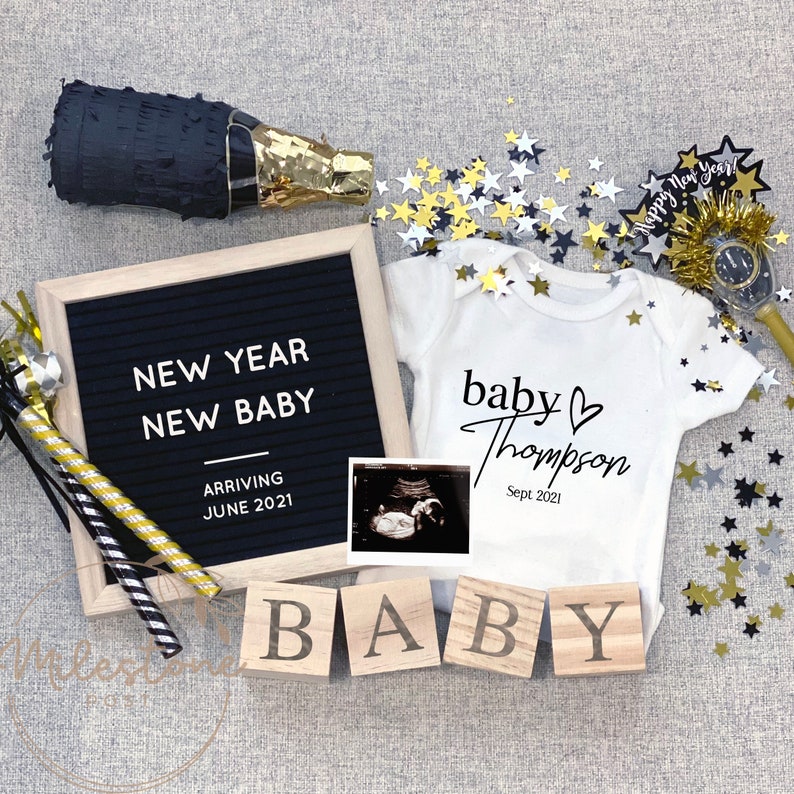 New Years Pregnancy Announcement Social Media Post Baby Etsy