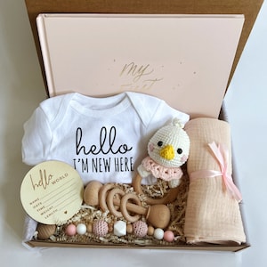 Coffret nouveau-né - Cadeau de grossesse - Cadeau de baby shower - Cadeau de naissance - Ensemble d'articles neutres pour les nouvelles mamans, etc.