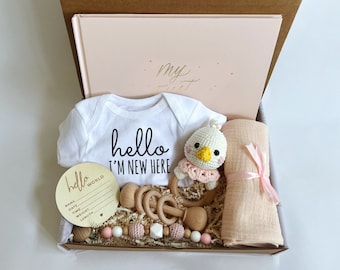 Coffret nouveau-né - Cadeau de grossesse - Cadeau de baby shower - Cadeau de naissance - Ensemble d'articles neutres pour les nouvelles mamans, etc.