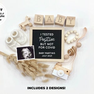 Editable Edit Yourself Neutral Letterboard Pregnancy Announcement Social Media Post Baby Announcement, DIY Digital File Instant Download image 2