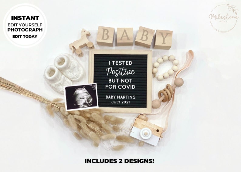 Editable Edit Yourself Neutral Letterboard Pregnancy Announcement Social Media Post Baby Announcement, DIY Digital File Instant Download image 2