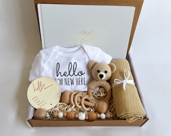 Coffret nouveau-né - Cadeau de grossesse - Cadeau de baby shower - Cadeau de naissance - Ensemble d'articles neutres pour les nouvelles mamans, etc.