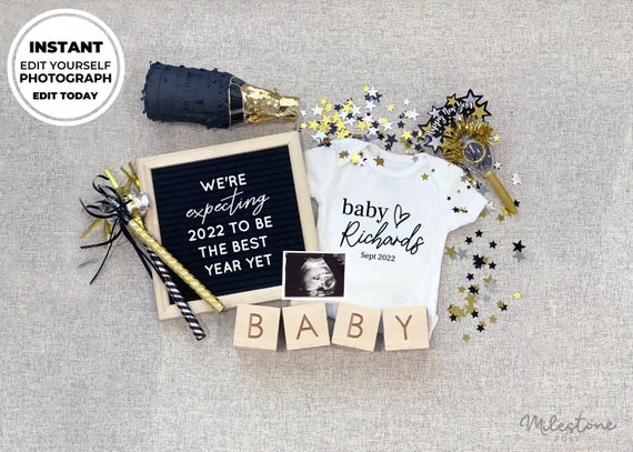 Neutral Pregnancy Announcement Edit Yourself Birth Announcement Editable Social Media Pregnancy Announcement Custom Baby Announcement