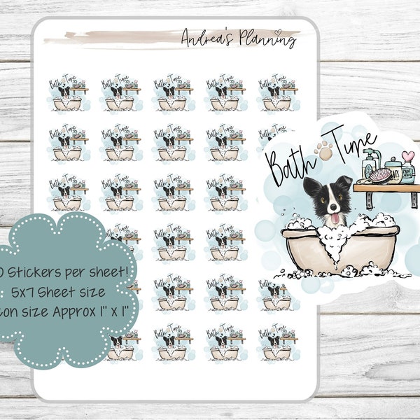 Dog Bath Time || Functional Planner Stickers Icons || EC