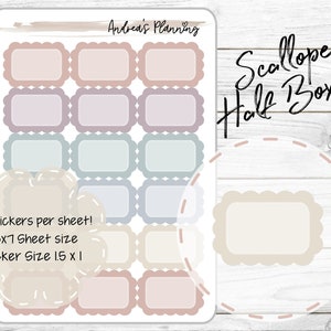 Scalloped Half Boxes || Functional Planner Stickers  || EC