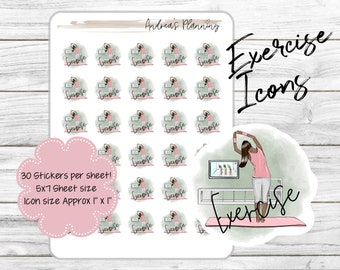 Functional Planner Sticker Icons / Exercise / Fitness / Dark Skin Tone / Erin Condren