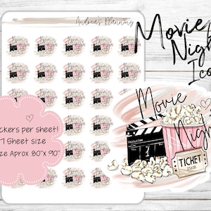 Planner Functional Icon Stickers/ Movie Night / EC