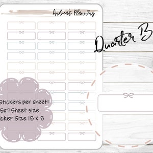 Bow Quarter Boxes || Functional Planner Stickers  || EC