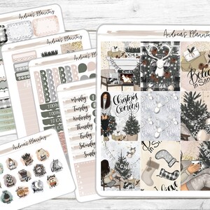 Muted Colors Christmas Planner Sticker Kit/ EC Vertical Weekly Kit/Full Boxes/Half Boxes/Washi/Glitter/Icons/Deco/