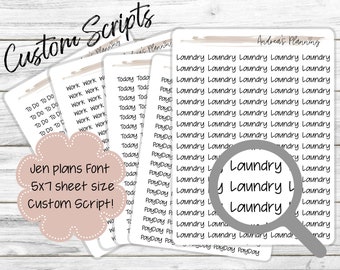 Custom Script Planner Stickers || JenPlans Font