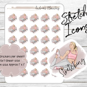 Icono de pegatinas del planificador funcional / Estiramiento / Fitness / Erin Condren