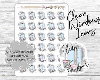 Functional Planner Sticker Icons / Clean Windows / Erin Condren