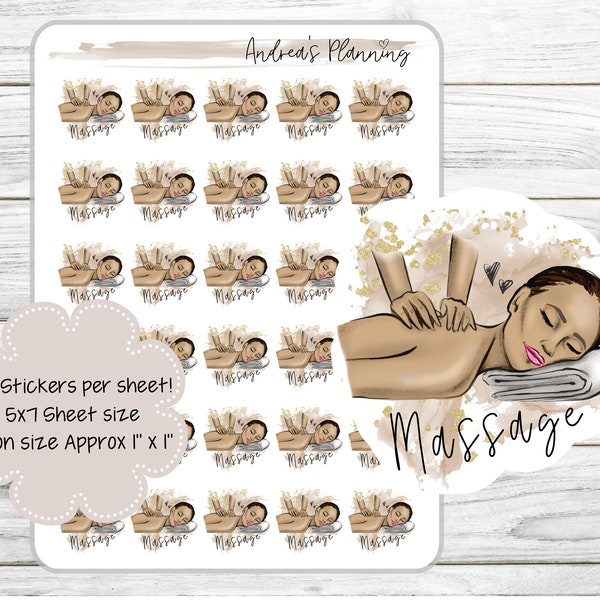 Massage || Functional Planner Stickers Icons || EC || Dark Skin Tone