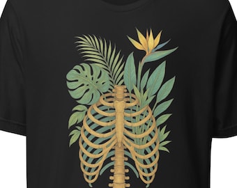 Skeleton Plant Body T-shirt, Botanical Ribcage Shirt, Plant Lover Halloween Tee, HSP Shirt