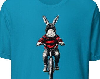 Unisex t-shirt "Rabbit on a bicycle"
