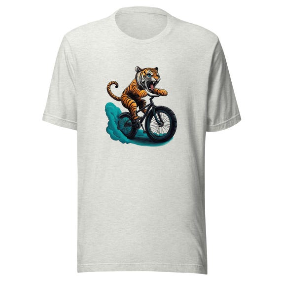 Unisex t-shirt Tiger on a Bike – Fierce Cycling Tee for Animal Lovers